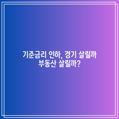 기준금리 인하, 경기 살릴까 부동산 살릴까?