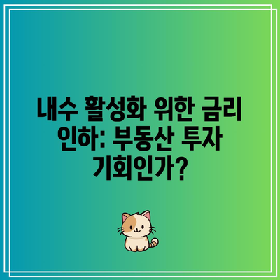 내수 활성화 위한 금리 인하: 부동산 투자 기회인가?