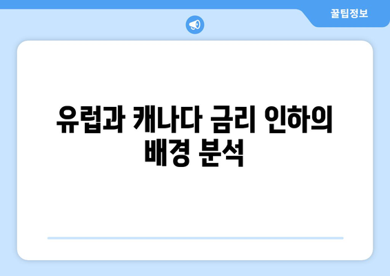 유럽과 캐나다의 금리 인하 시작: 미국은 언제?