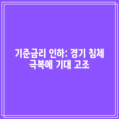 기준금리 인하: 경기 침체 극복에 기대 고조