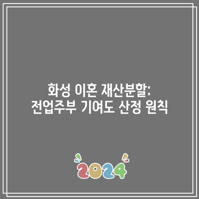 화성 이혼 재산분할: 전업주부 기여도 산정 원칙