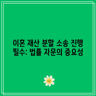 이혼 재산 분할 소송 진행 필수: 법률 자문의 중요성