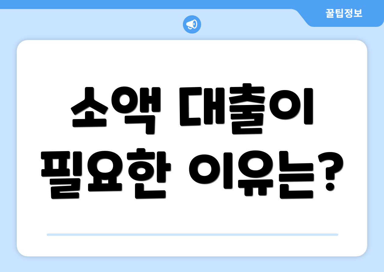 소액 대출이 필요한 이유는?