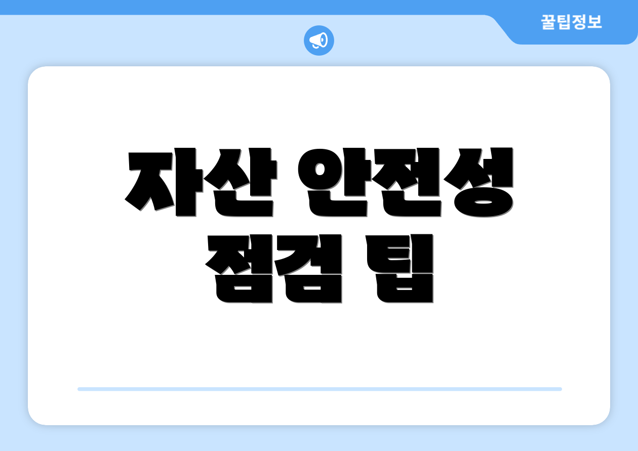 자산 안전성 점검 팁