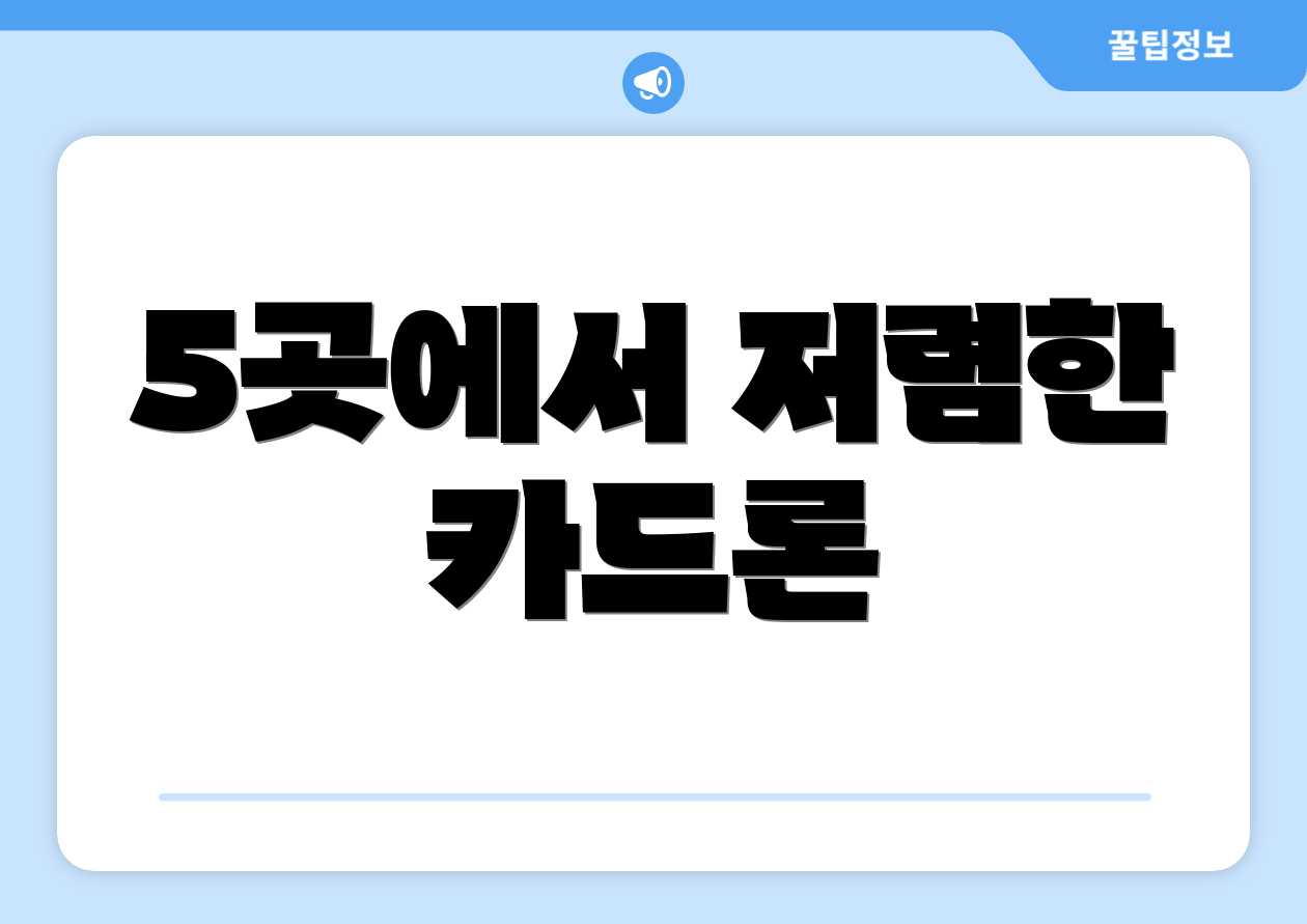 5곳에서 저렴한 카드론