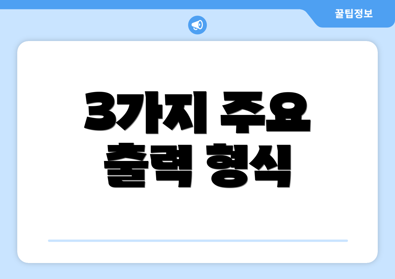 3가지 주요 출력 형식