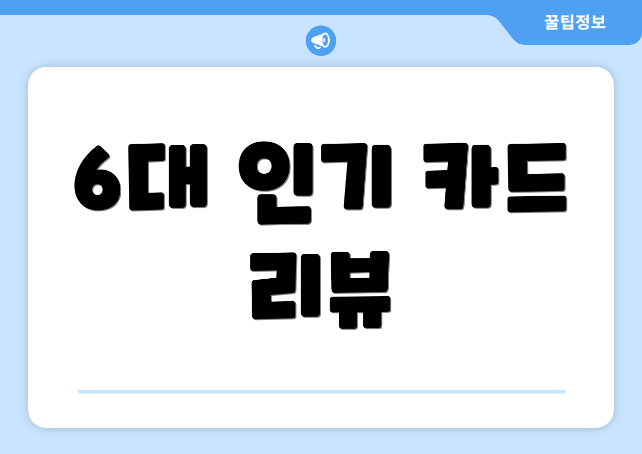 6대 인기 카드 리뷰