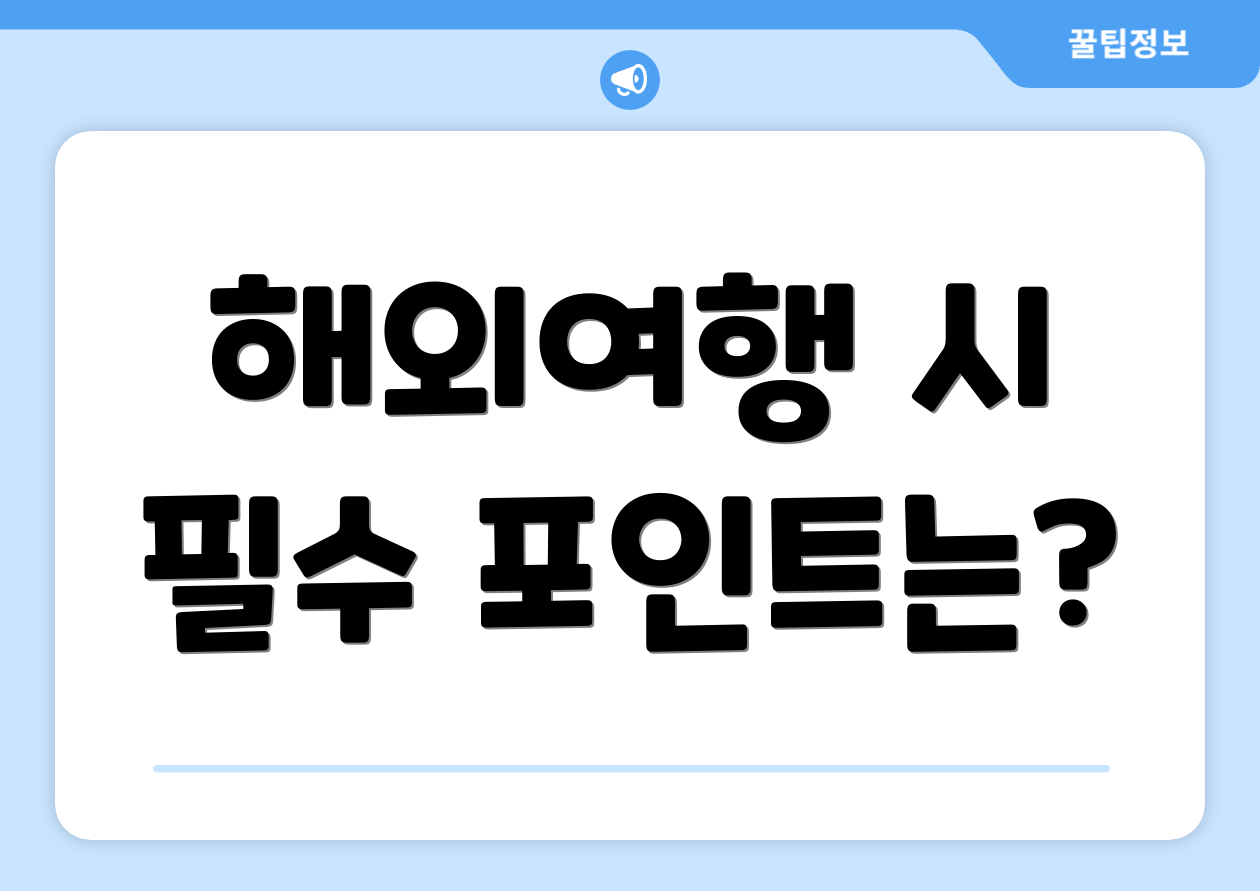 해외여행 시 필수 포인트는?