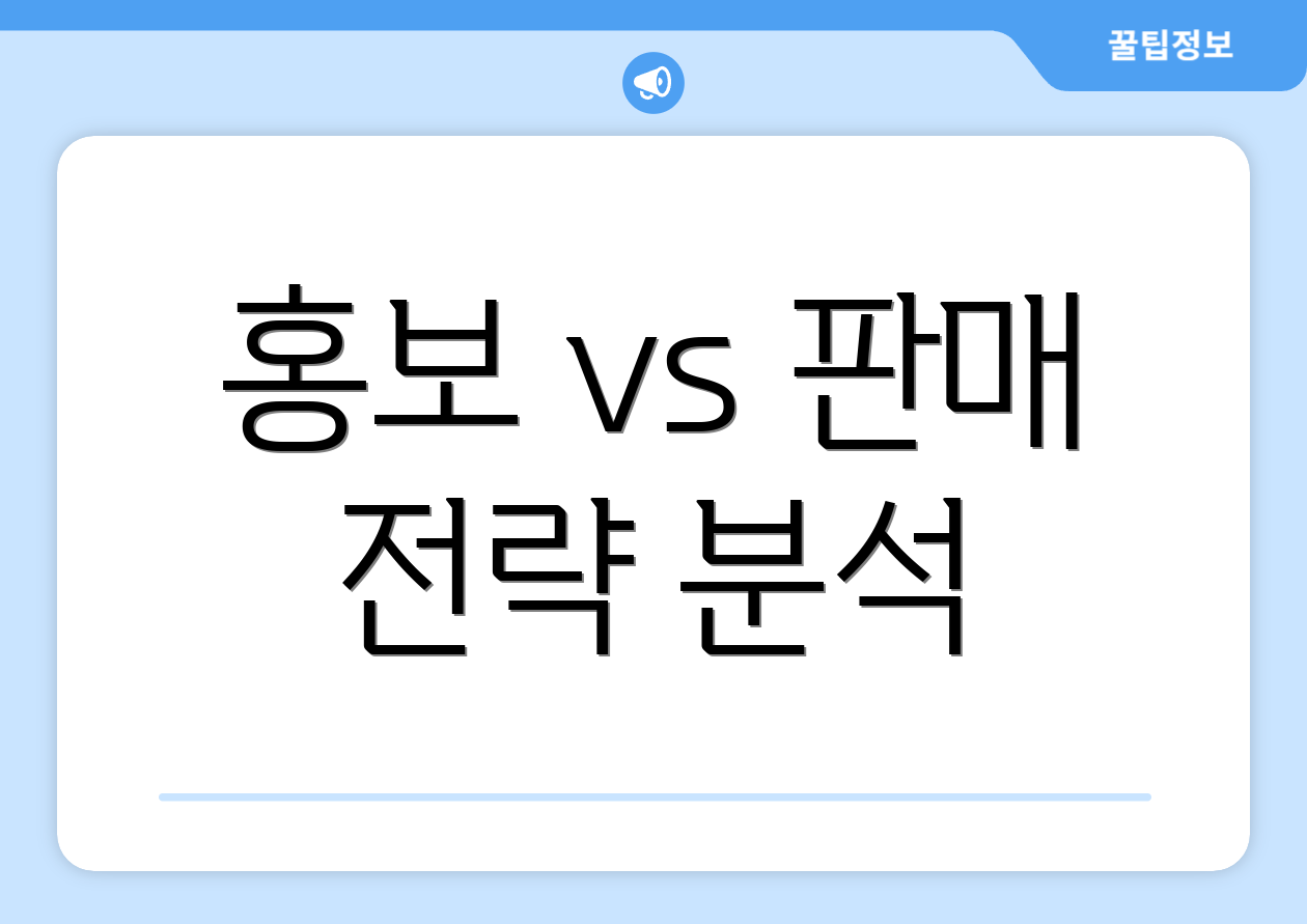 홍보 vs 판매 전략 분석
