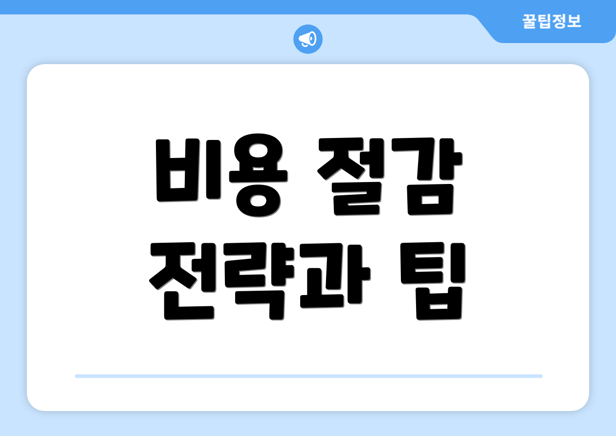 비용 절감 전략과 팁